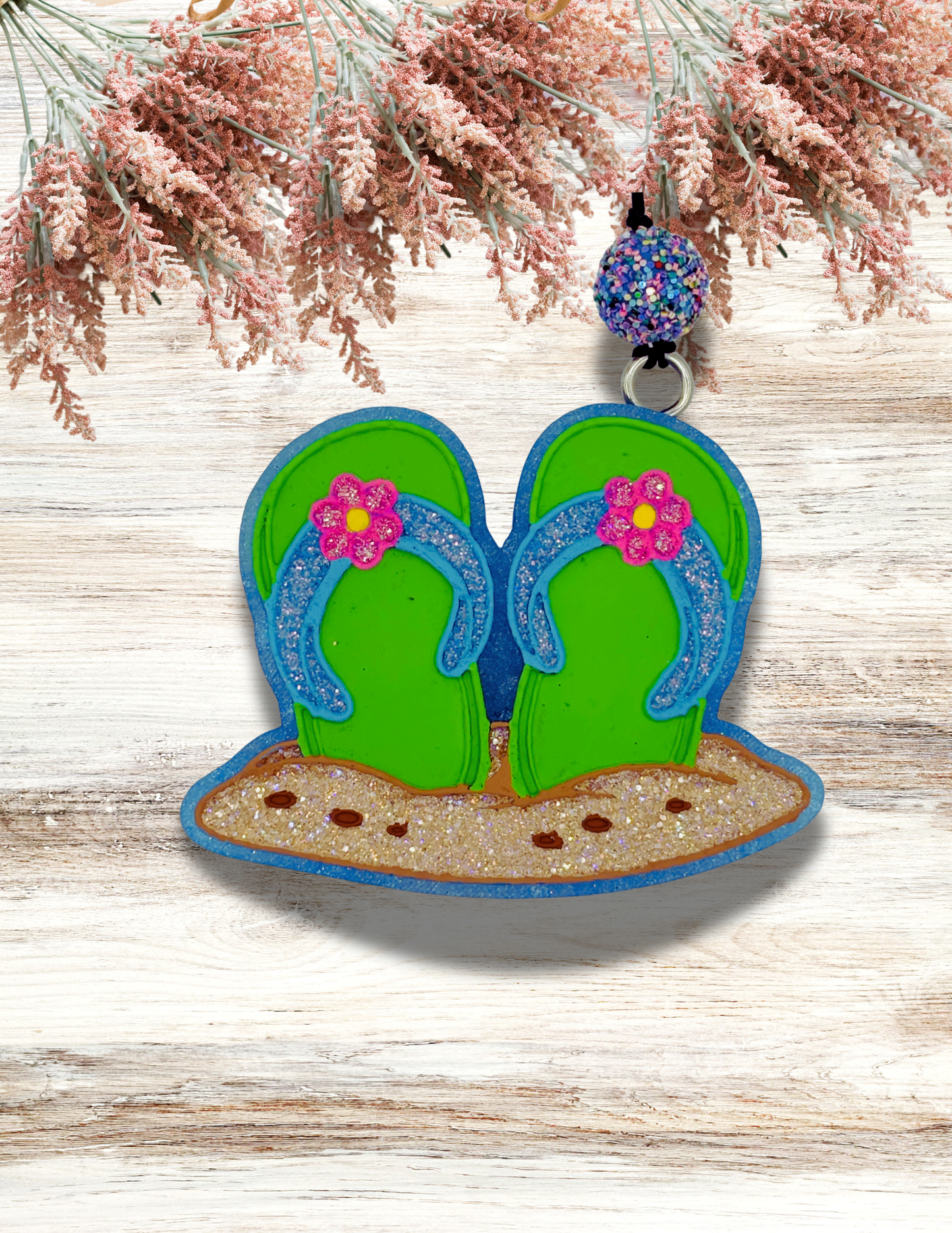 Freshie Flip Flops in Sand Green Blue
