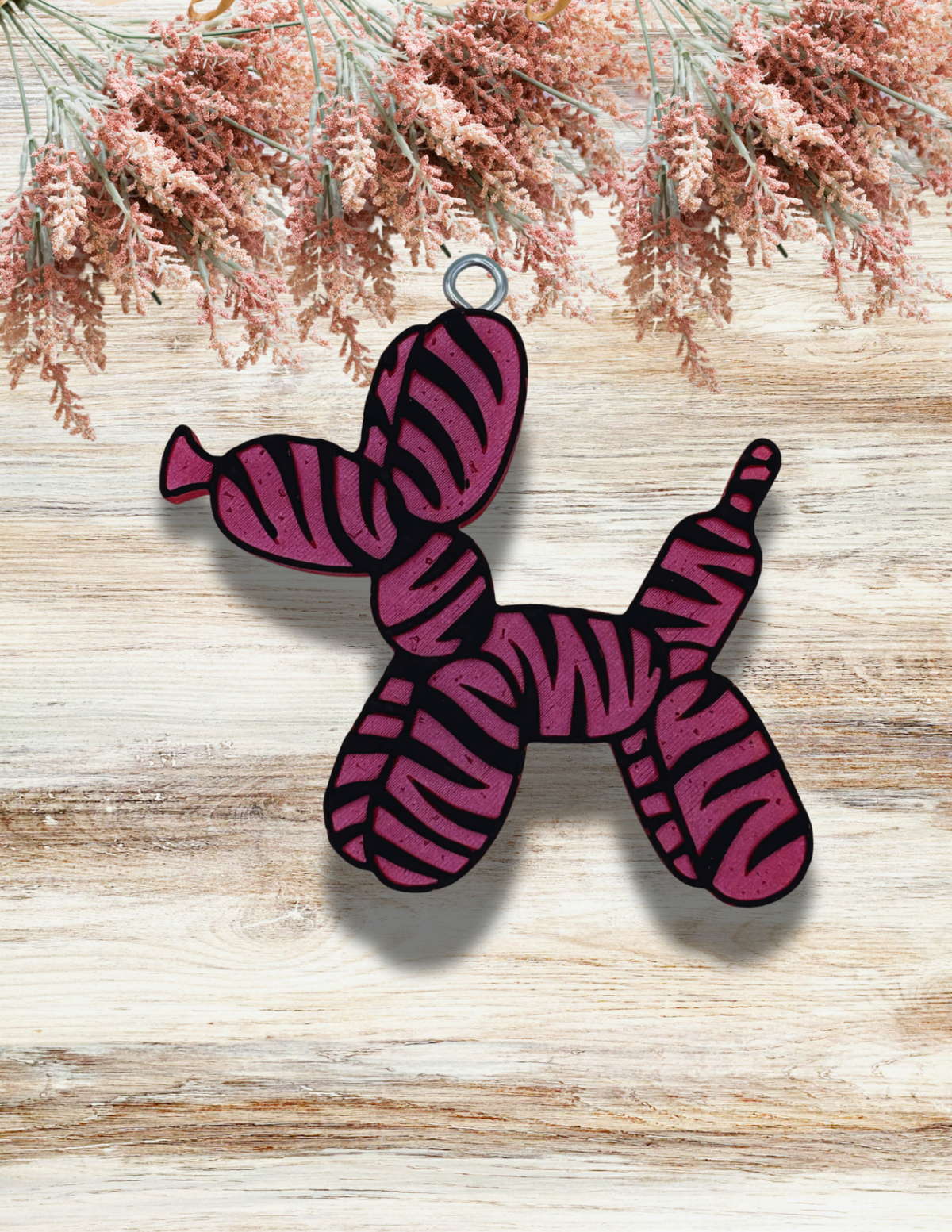 Freshie Balloon Dog Zebra Pink Black
