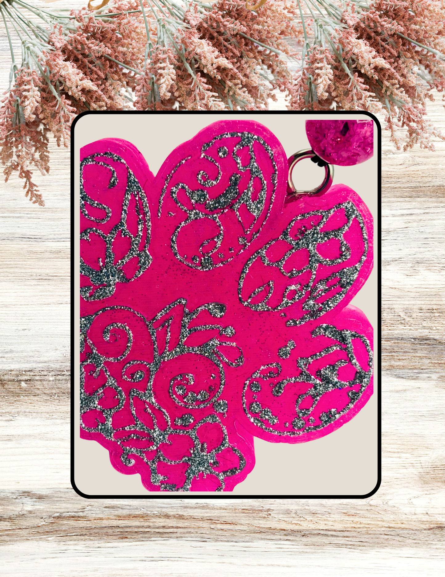 Freshie Paw Floral Scroll Pink Silver