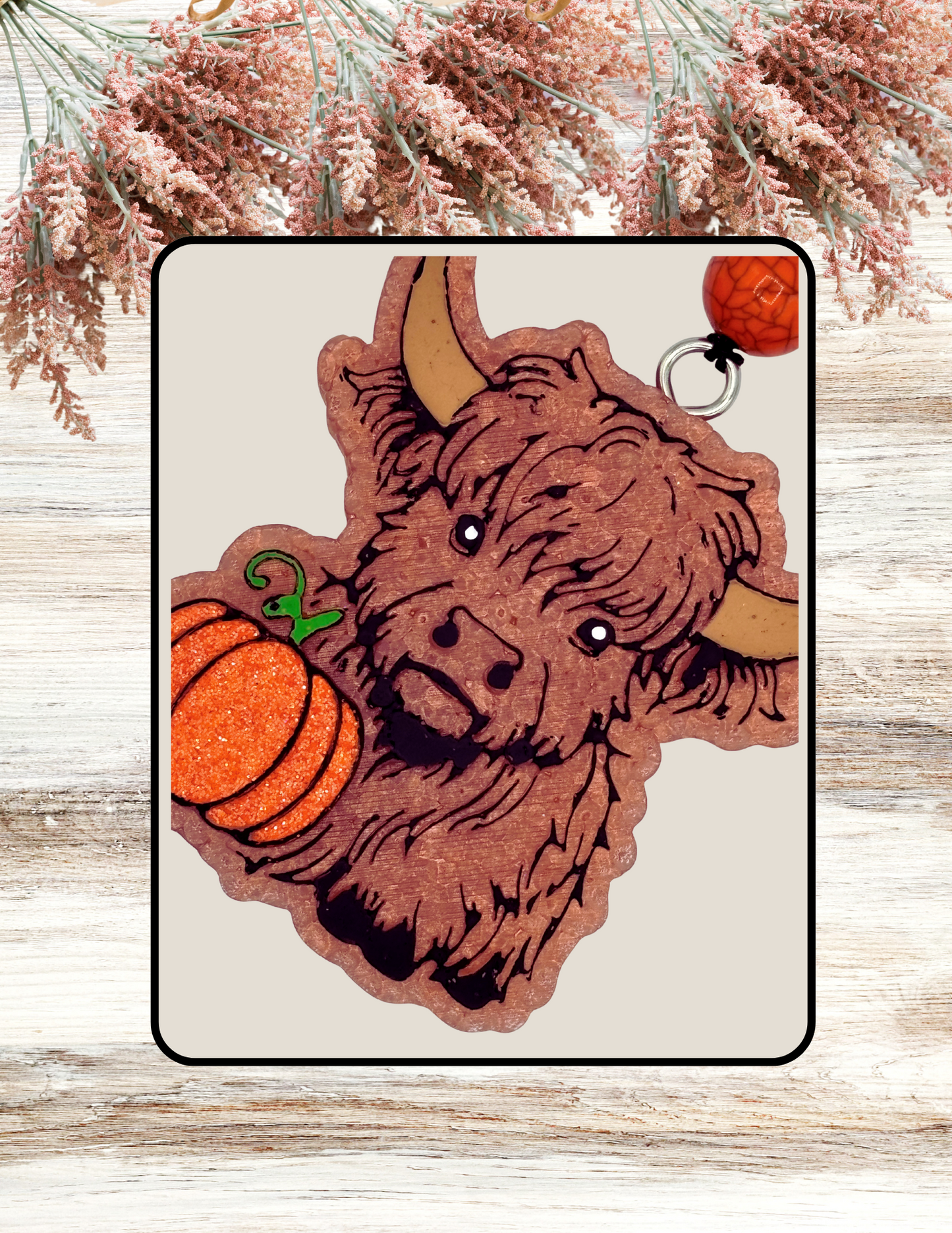 Freshie Highland Cow with Pumpkin