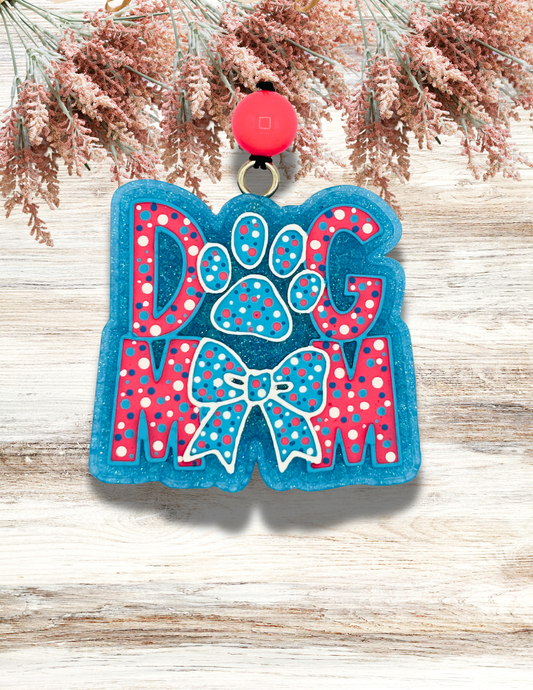Freshie Dog Mom with Bow Turquoise Coral