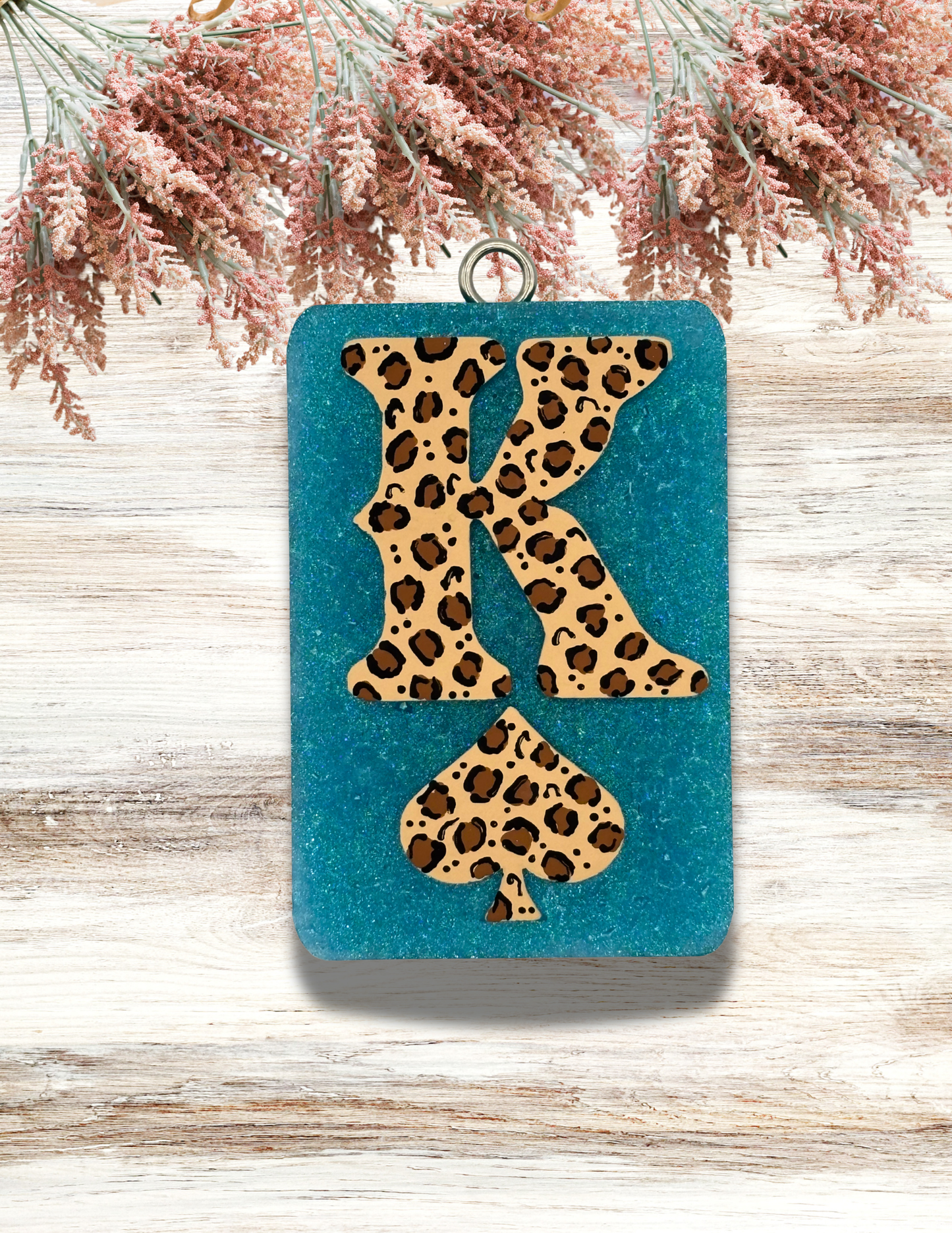 Freshie King Spade Playing Card Turquoise Leopard