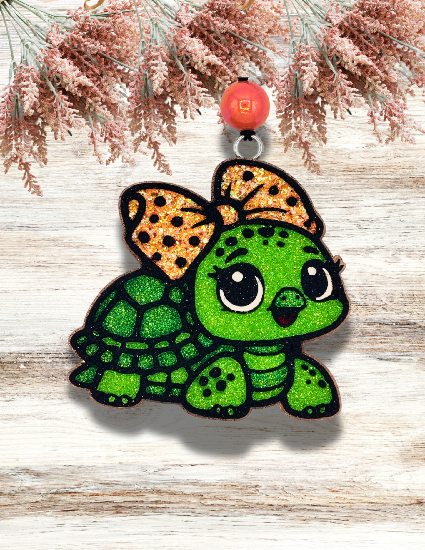 Freshie Turtle with Polka Dot Bow Coral