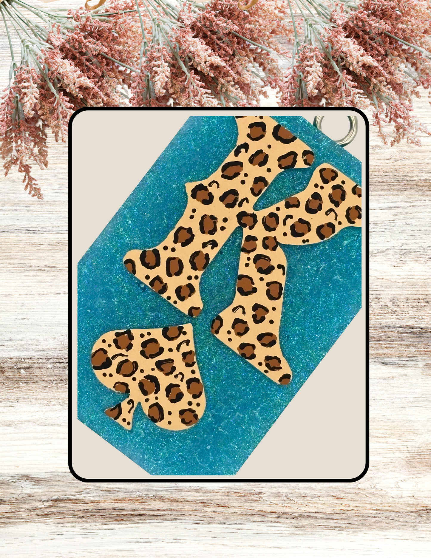Freshie King Spade Playing Card Turquoise Leopard