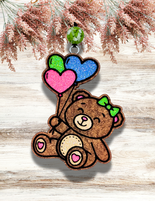 Freshie Bear with Balloons Neon