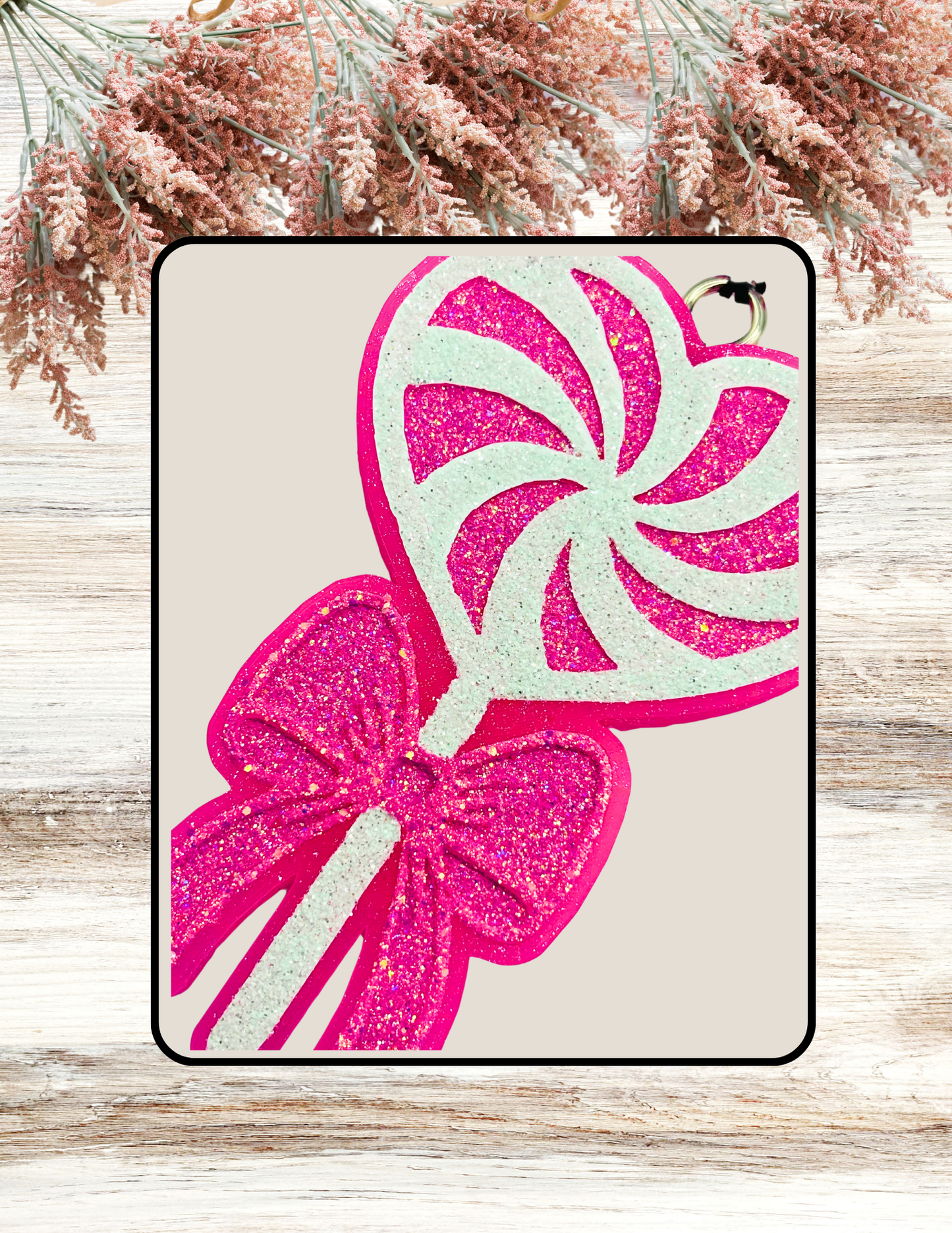 Freshie Heart Swirl Lollipop Pink White