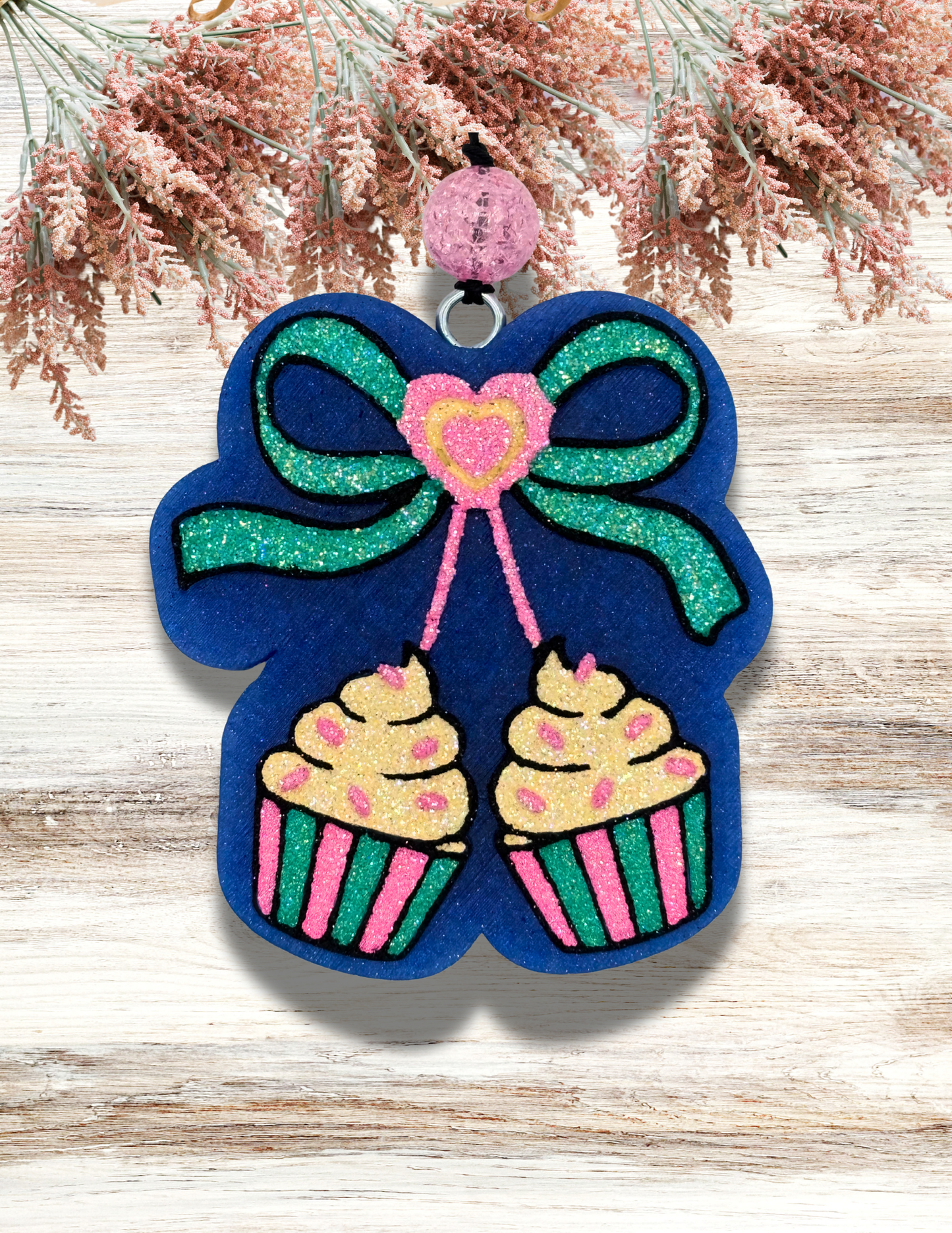 Freshie Cupcake Cherries with Bow Pink Teal