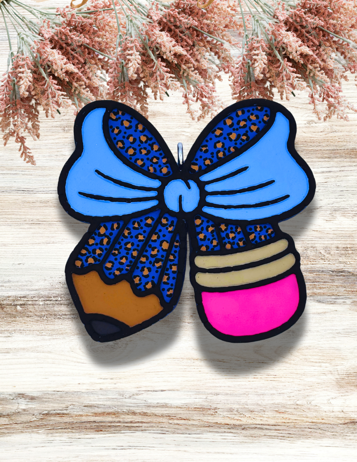 Freshie Fat Pencil Bow Blue Leopard