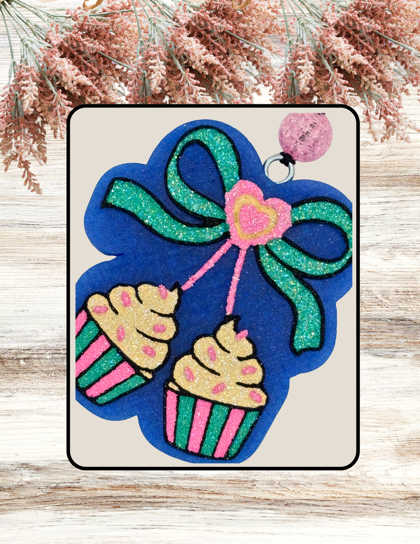 Freshie Cupcake Cherries with Bow Pink Teal