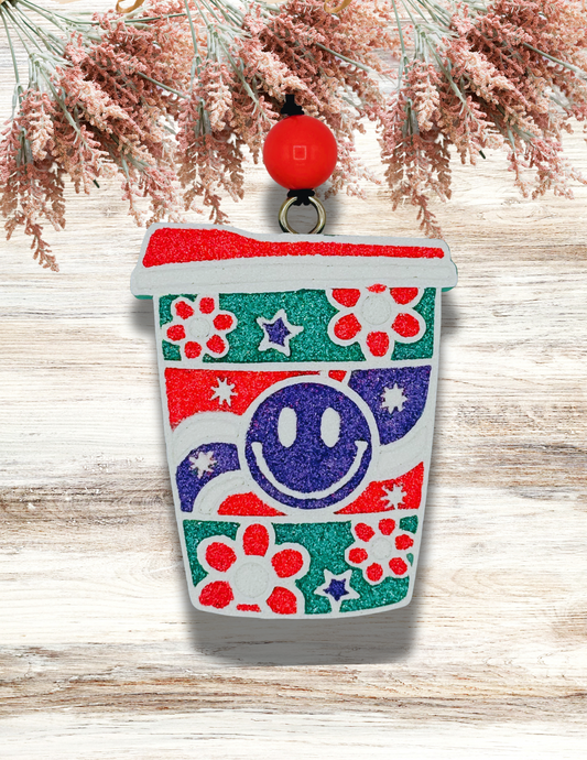 Freshie Retro Smiley Cup Teal Coral