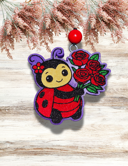 Freshie Cute Ladybug with Red Roses