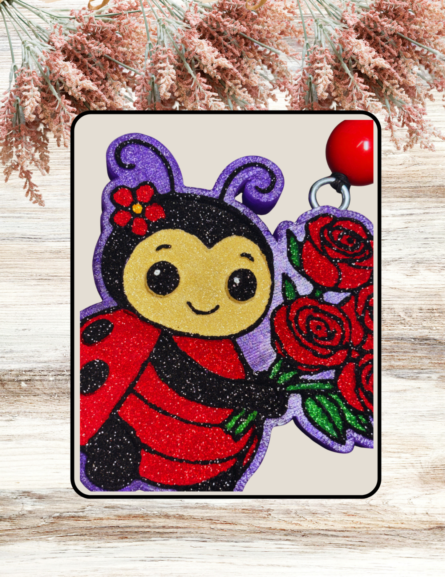 Freshie Cute Ladybug with Red Roses