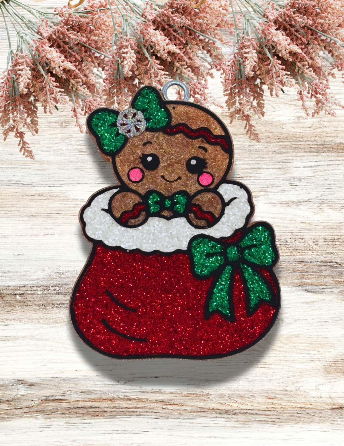 Freshie Gingerbread Girl Santa Sack Red Green