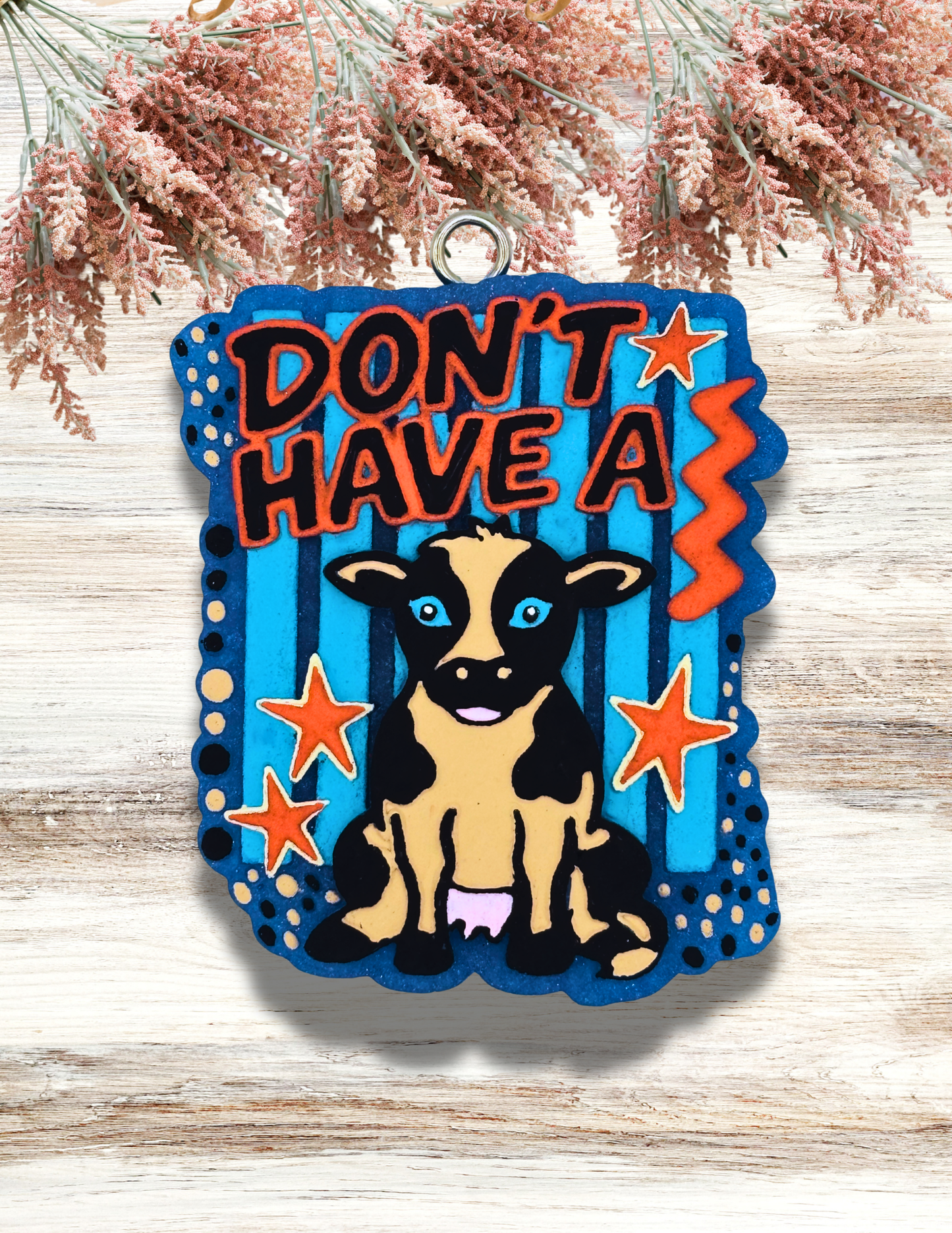 Freshie Don't Have A Cow Stamp Blue Orange