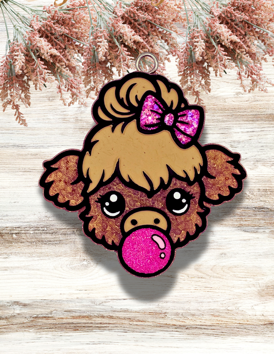 Freshie Bun Highland with Bow and Bubble Magenta