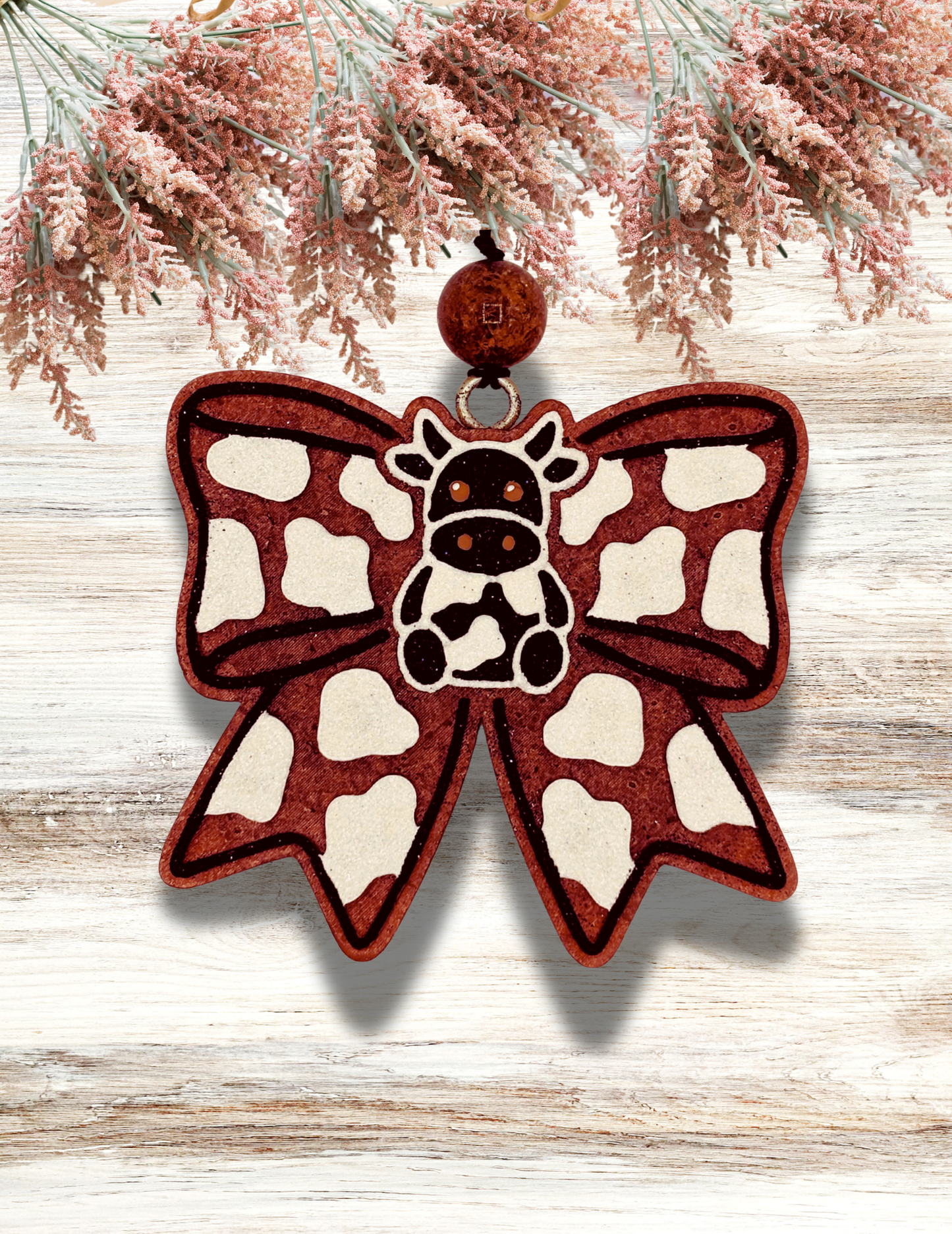 Freshie Cute Cow Cowprint Bow Brown Black White