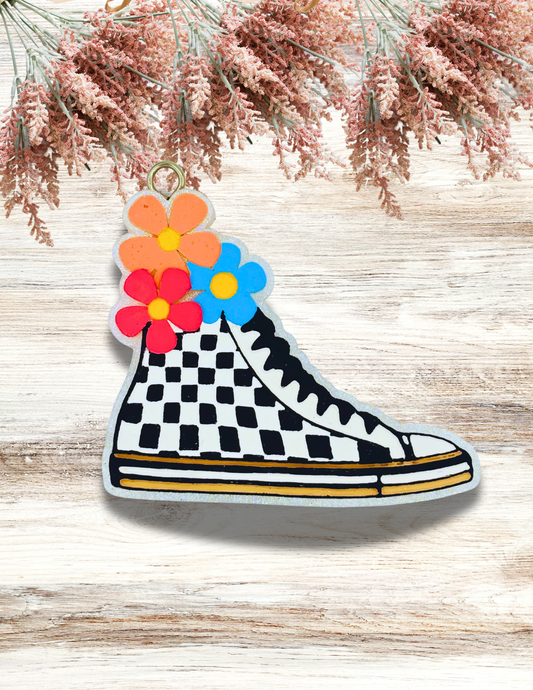 Freshie Checkered Sneaker With Pastel Flowers