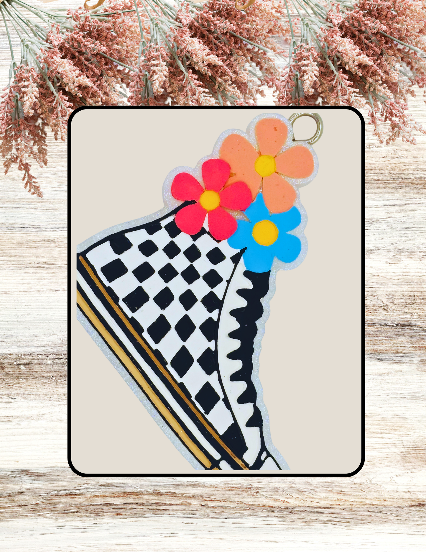 Freshie Checkered Sneaker With Pastel Flowers