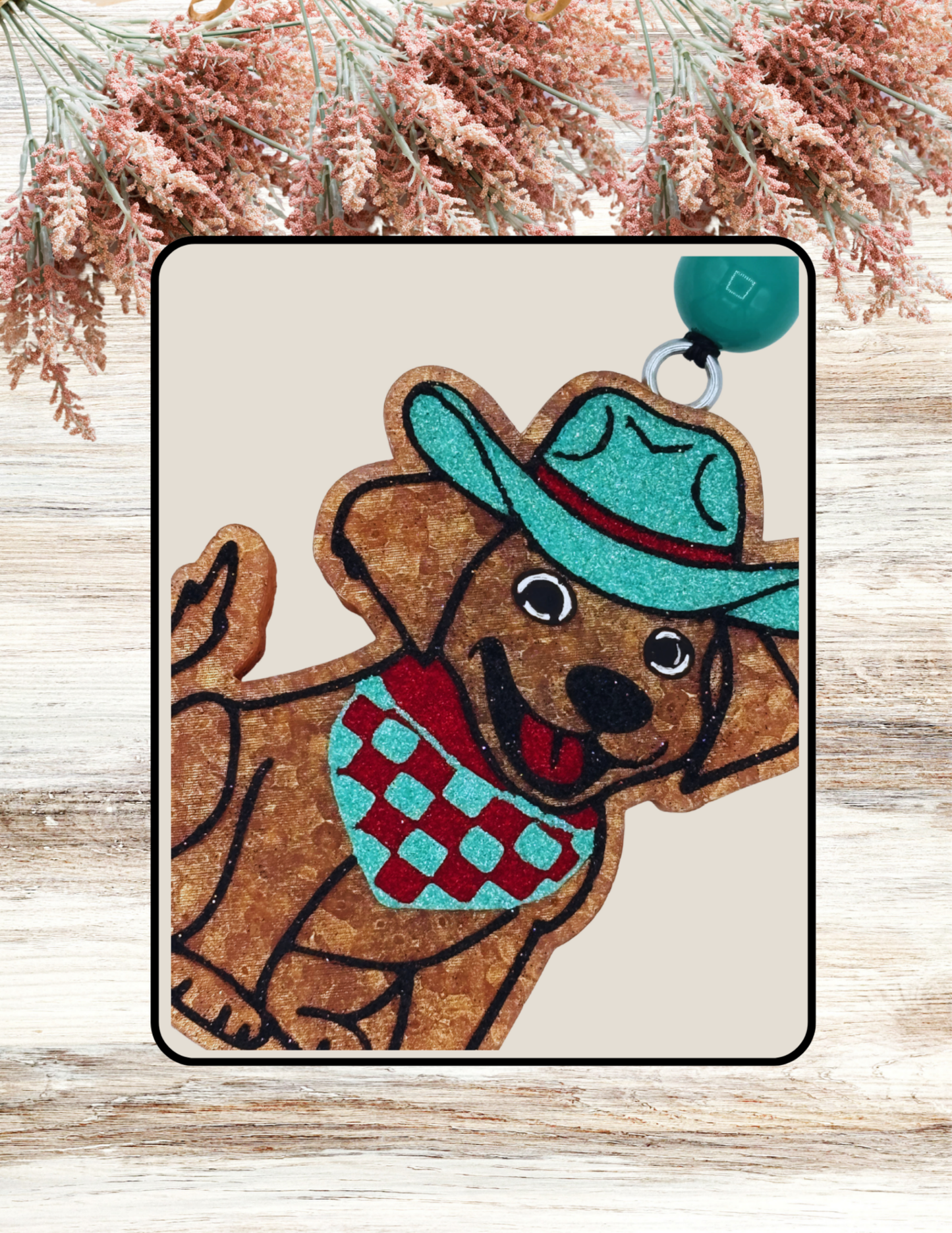Freshie Cowboy Dog Checkered Bandana Red Teal