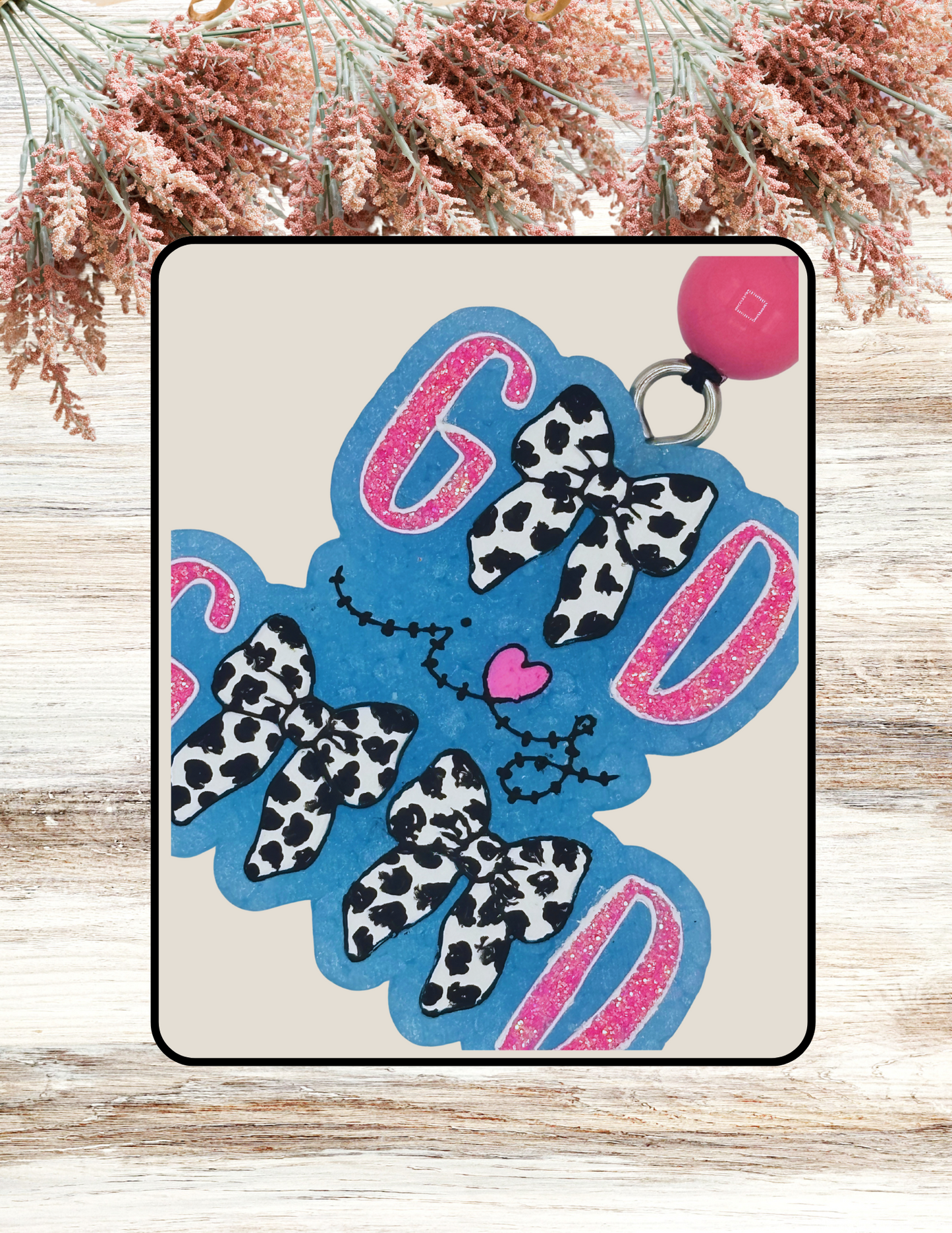 Freshie God Is Good Bows Pink Cow Print