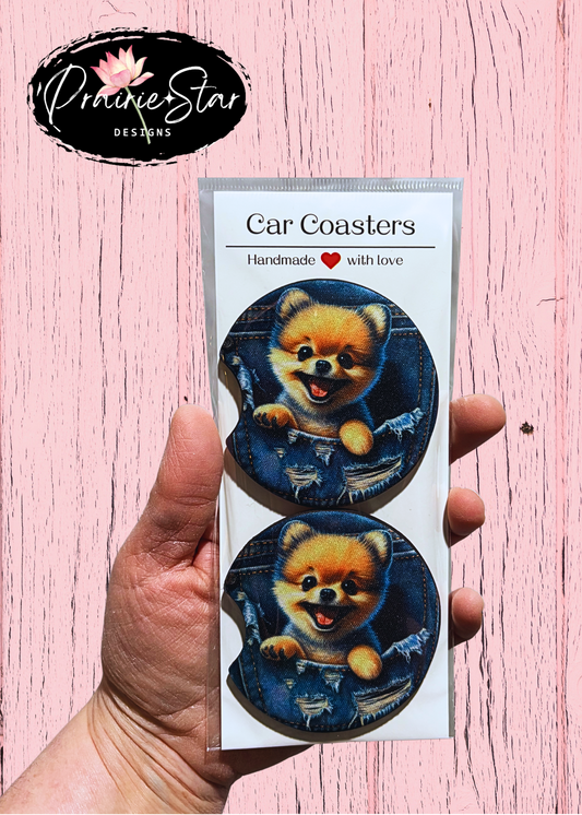 Car Coaster Denim Pocket Dog 3