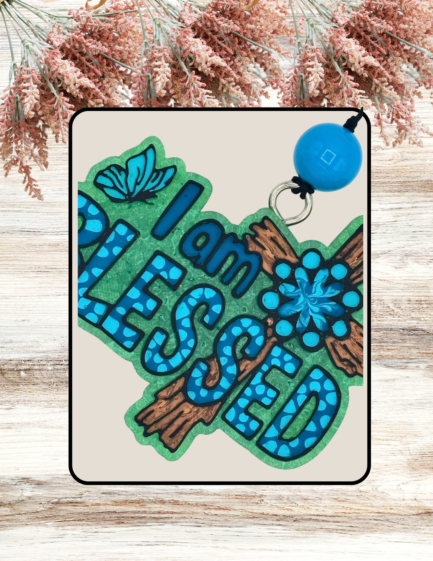 Freshie I Am Blessed Cross Turquoise Dot