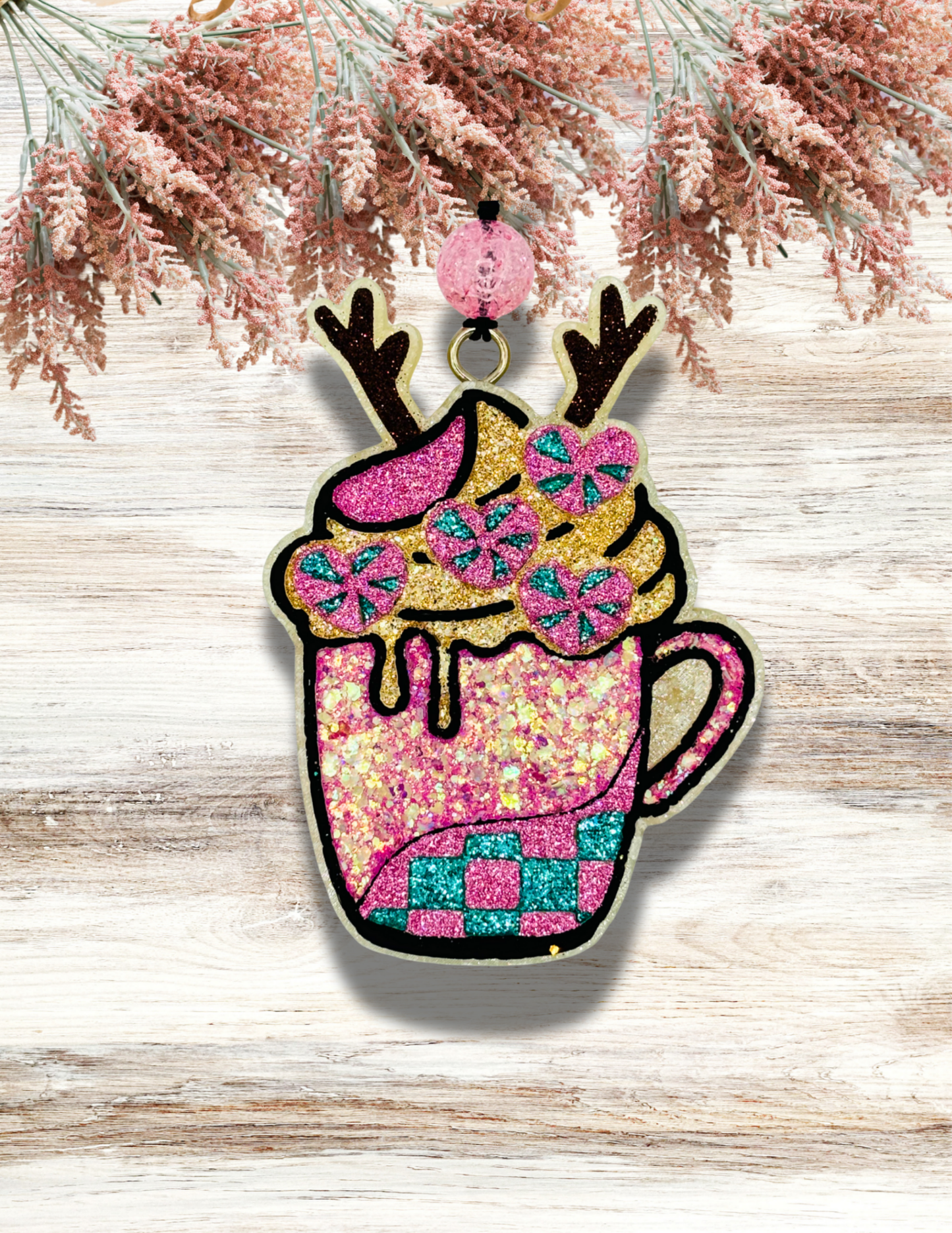 Freshie Reindeer Peppermint Cup Pink Teal