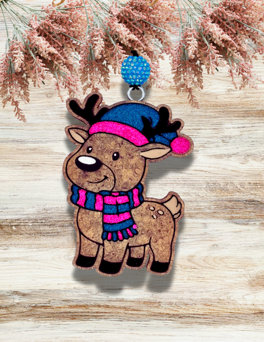 Freshie Reindeer Hat Scarf Teal Pink