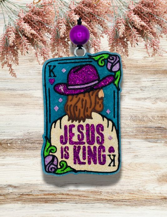 Freshie Jesus Is King Playing Card Purple Turquoise