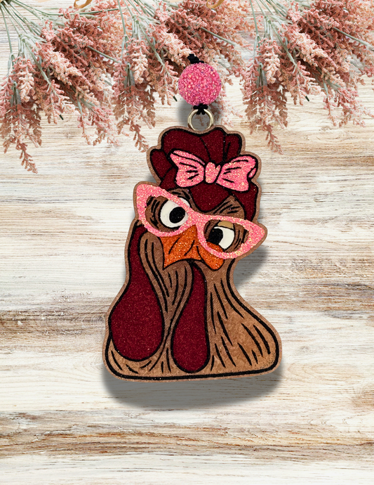 Freshie Sassy Chicken With Glasses Pink