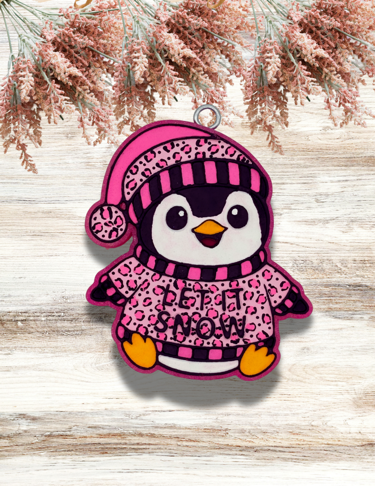 Freshie Penguin Let It Snow Pink Black