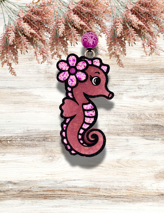 Freshie Seahorse with Flower Pink