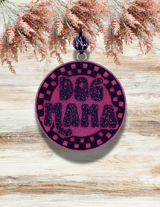 Freshie Checkered Round Dog Mama Pink Black