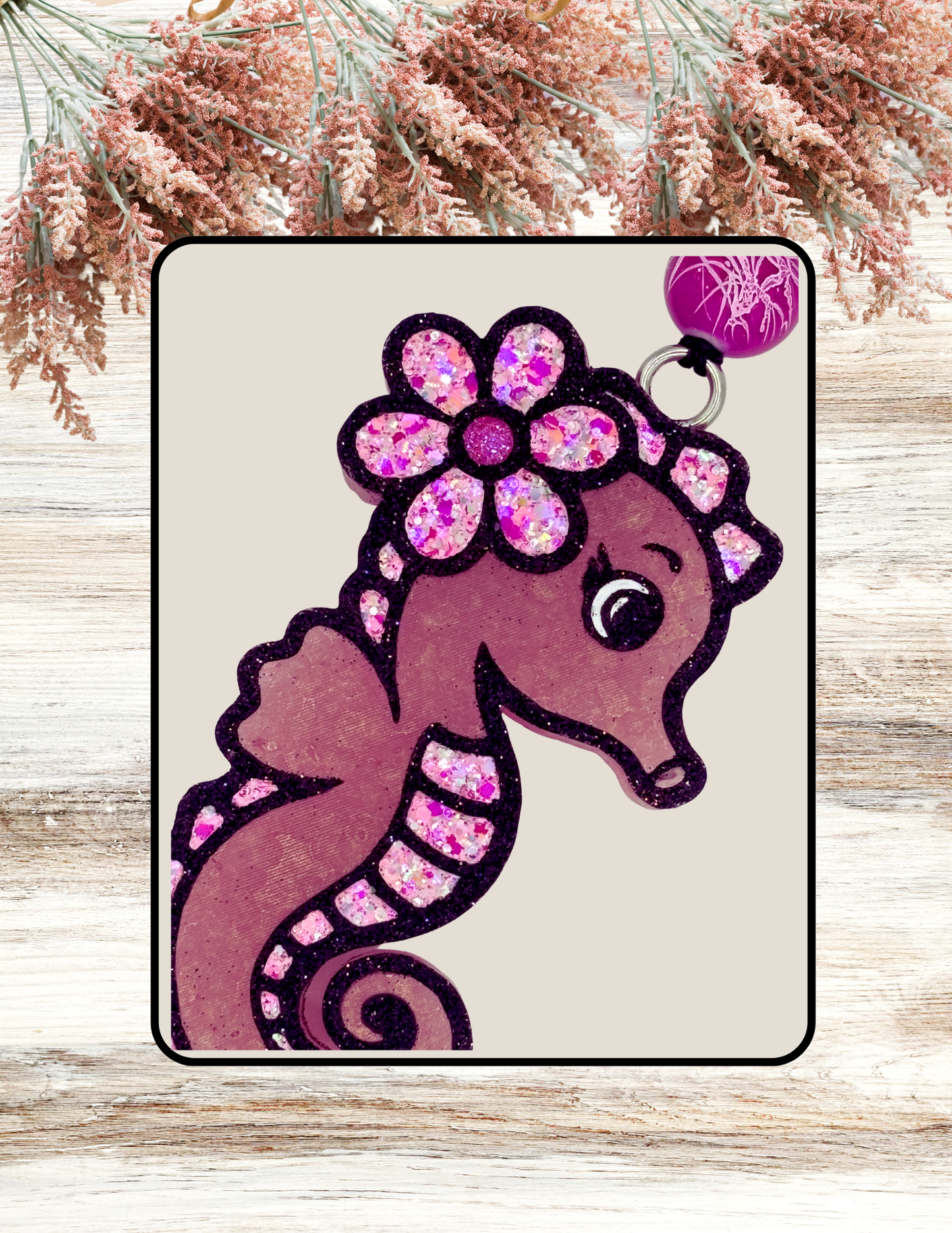 Freshie Seahorse with Flower Pink
