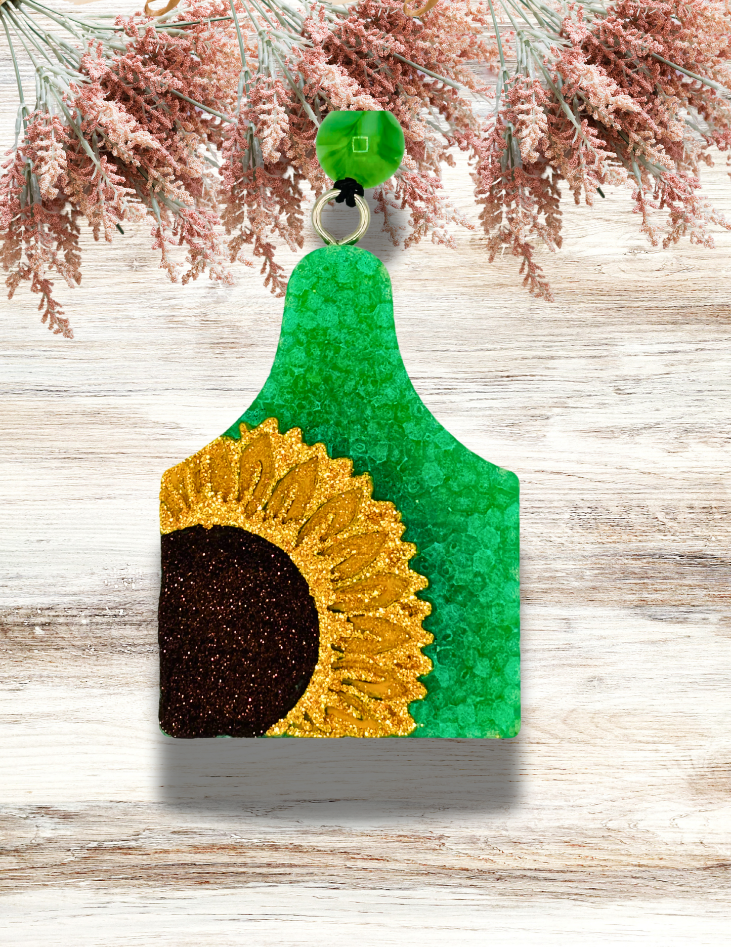 Freshie Sunflower Cow Tag Green