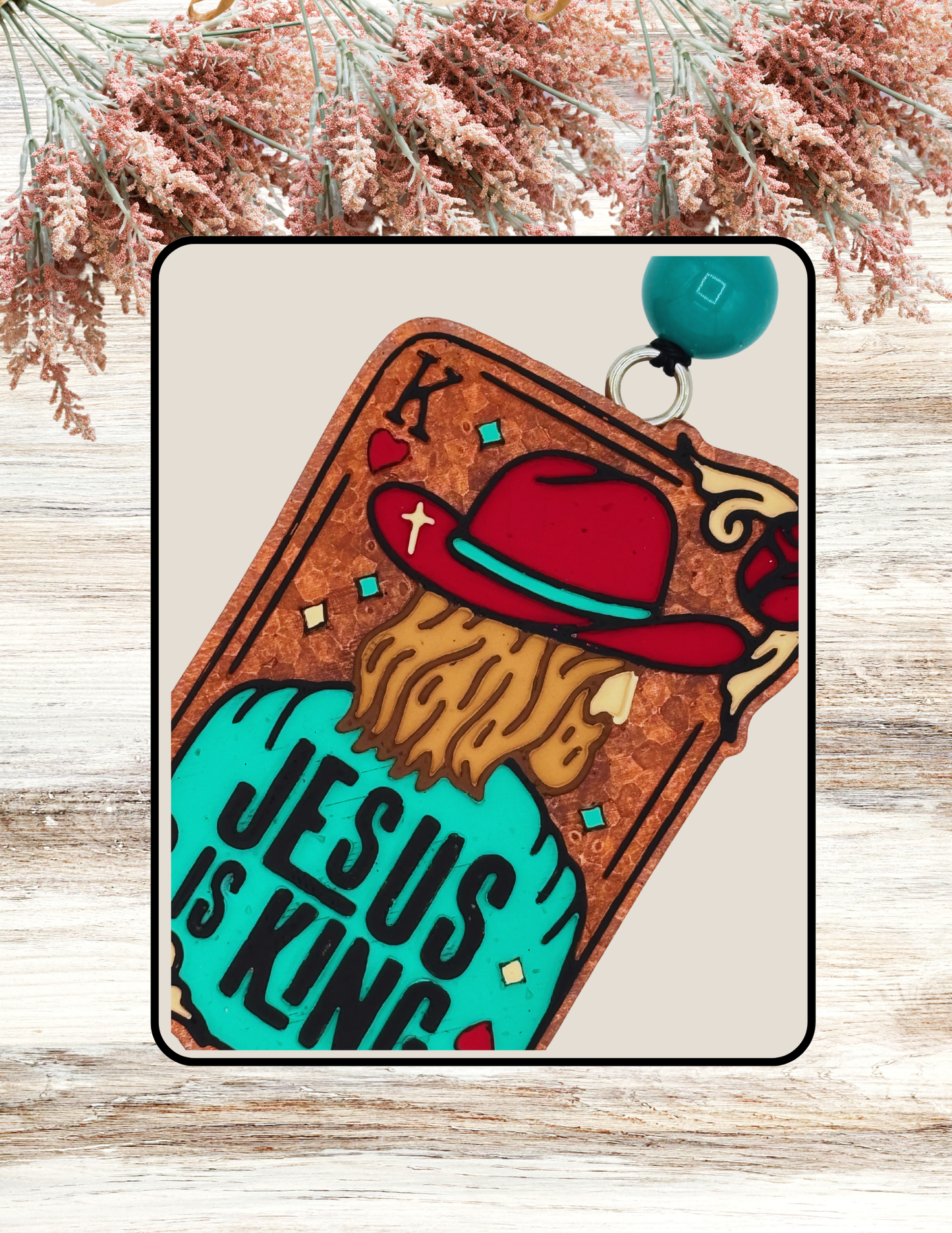 Freshie Jesus Is King Playing Card Teal Red
