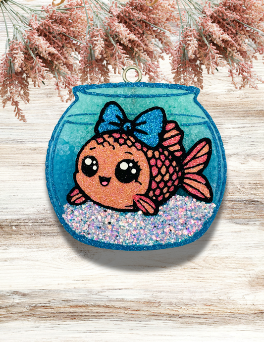 Freshie Fish in Fishbowl Peach Blue