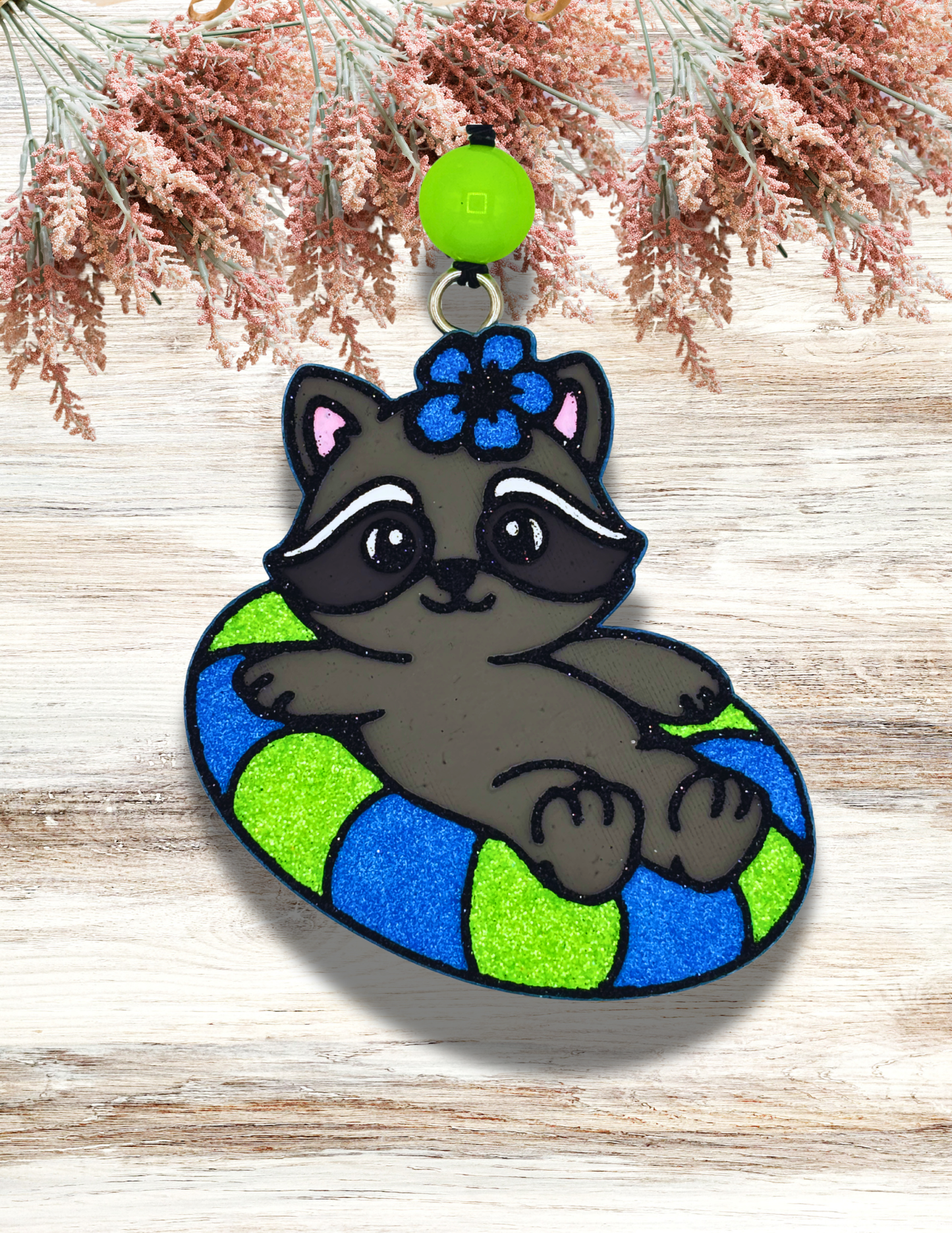 Freshie Raccoon on Float Blue Green
