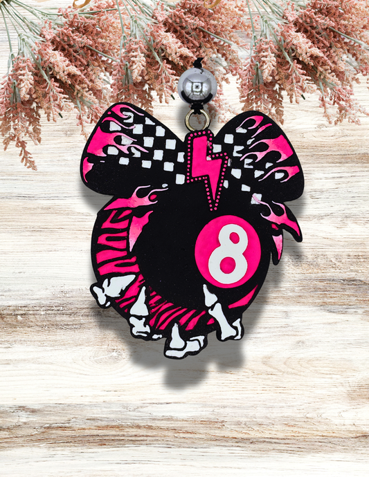 Freshie Skelly 8 Ball Zebra Flame Neon Pink Black