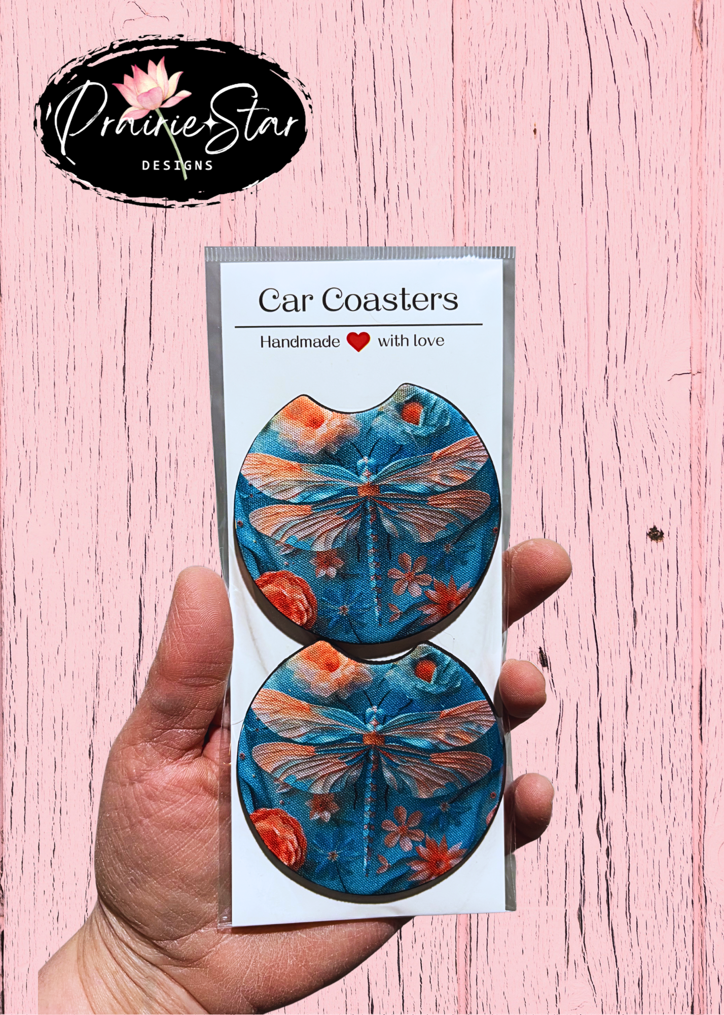 Car Coaster Dragonfly Floral