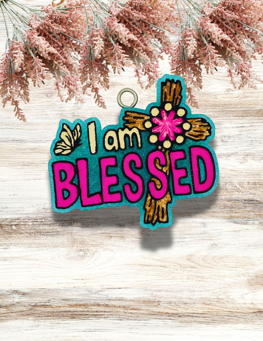 Freshie I Am Blessed Cross Pink Teal