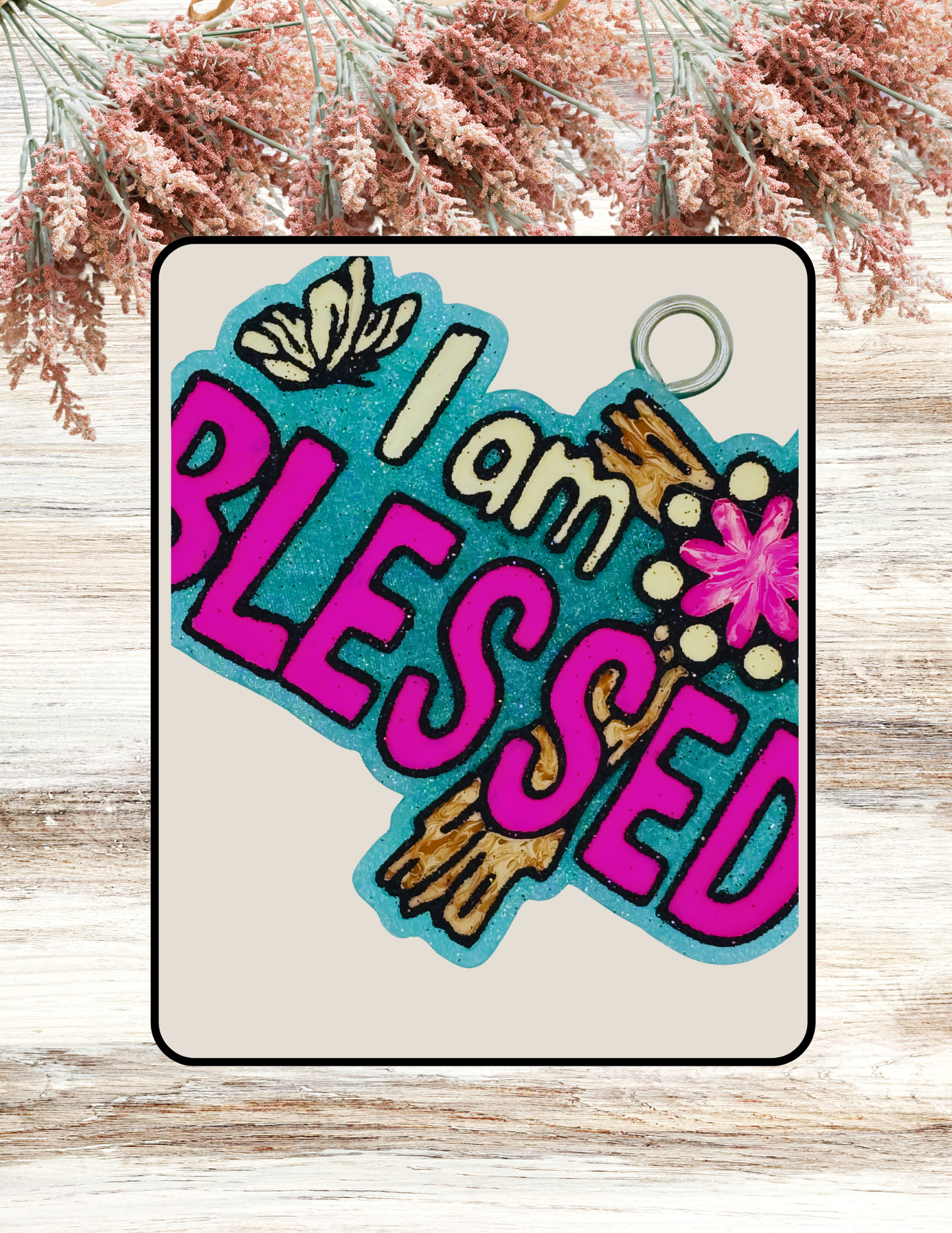 Freshie I Am Blessed Cross Pink Teal