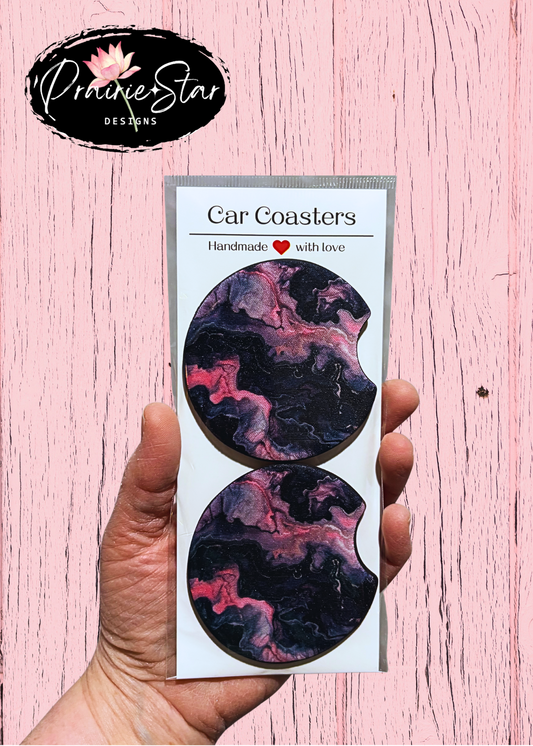 Car Coaster Black Pink Ink