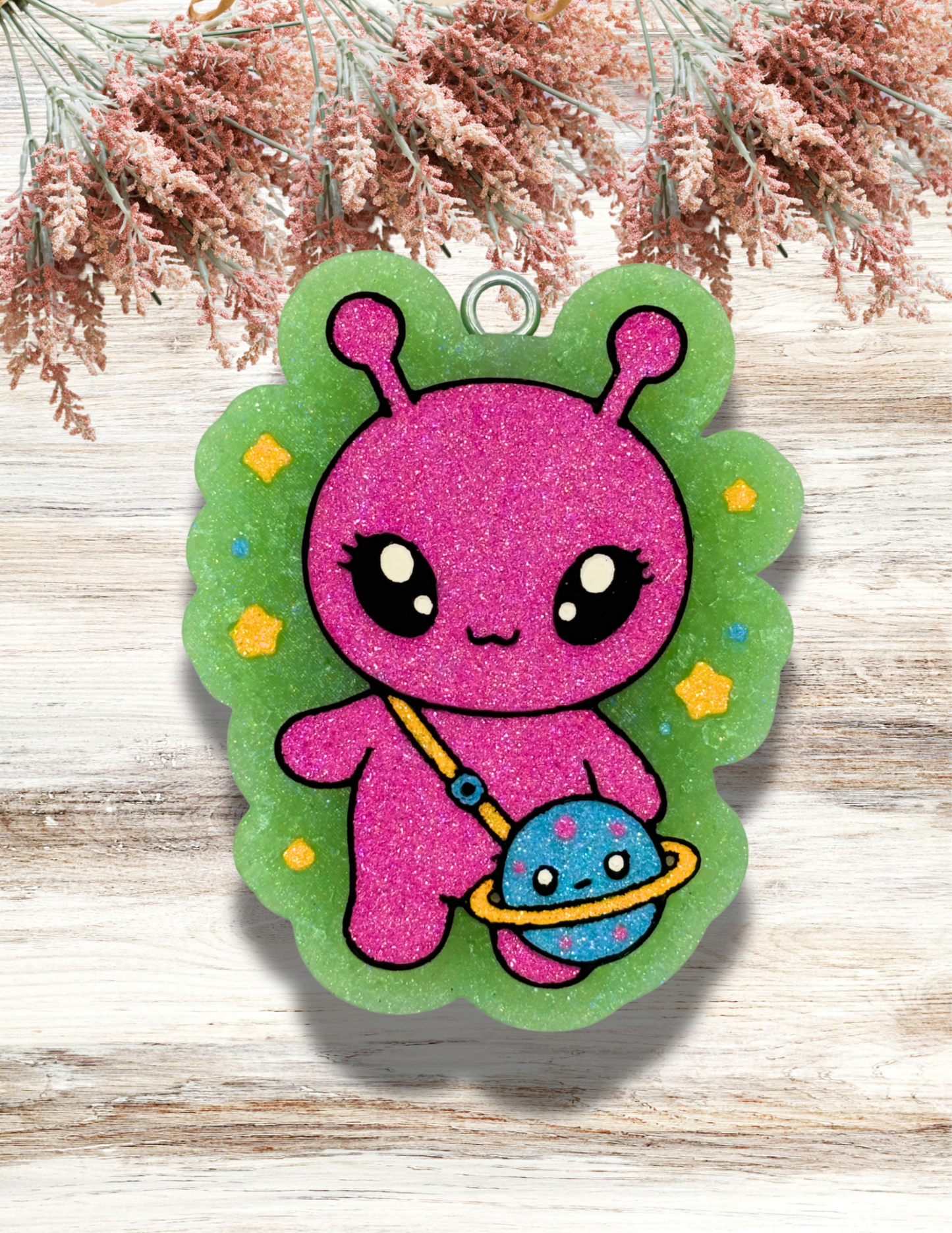 Freshie Alien with Planet Purse Pink Blue