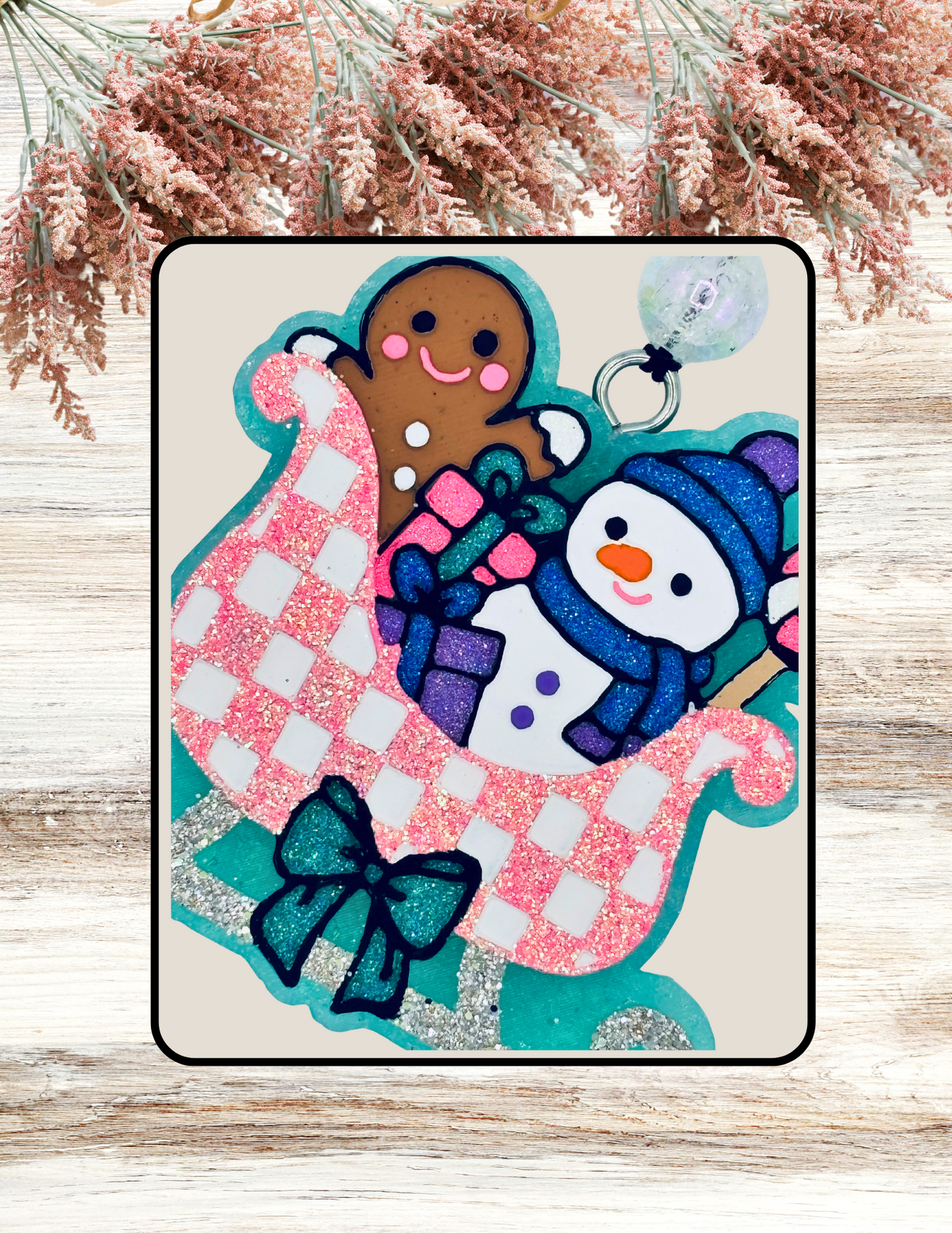 Freshie Snowman Gingerbread Checkered Sleigh Pink Teal