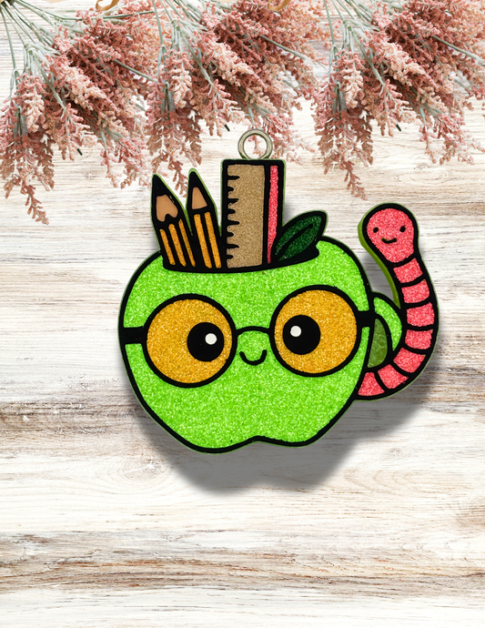 Freshie Apple with Worm Handle Green Coral