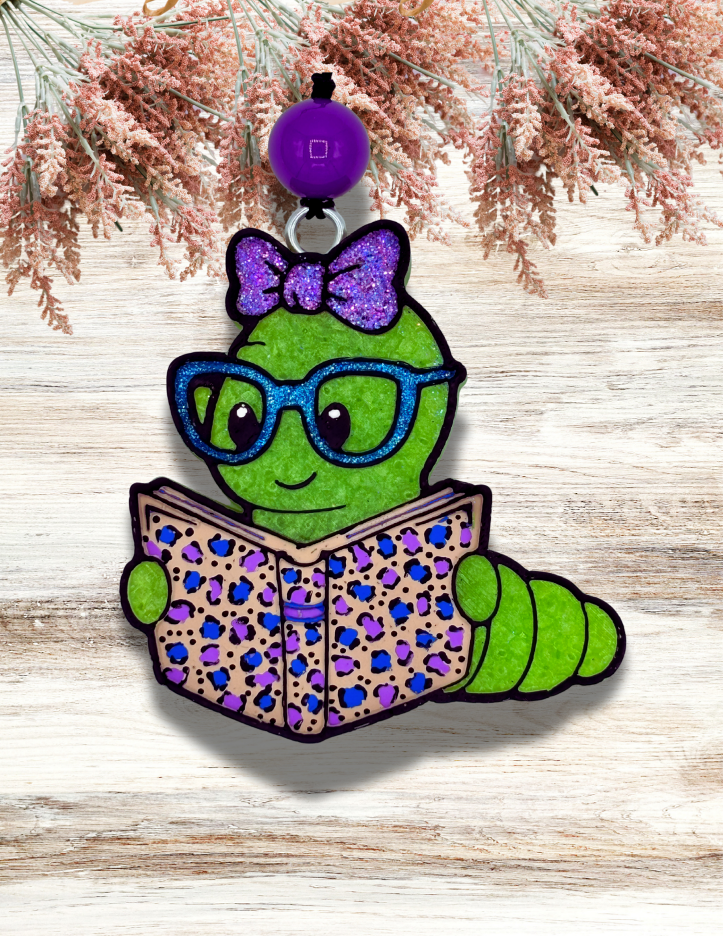 Freshie Bookworm Purple Blue Leopard