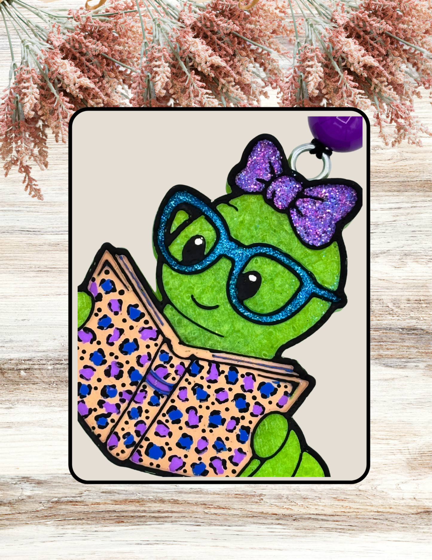 Freshie Bookworm Purple Blue Leopard