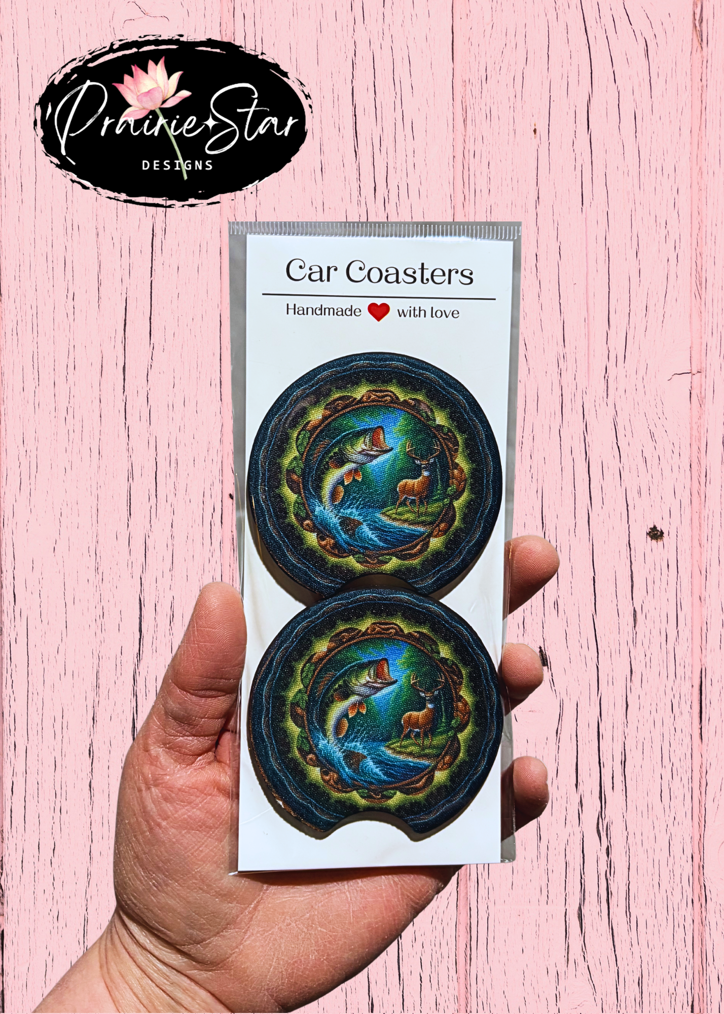 Car Coaster Fish Deer Emblem