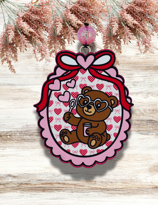 Freshie Bear Blowing Heart Bubble Frame Pink